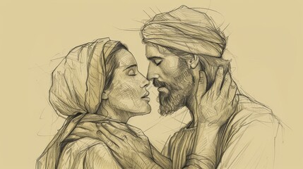 Biblical Illustration of Jesus with a Grieving Individual, Emphasizing His Comfort and Compassion
