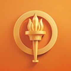Torch Medal for Endurance Design a 3D icon of a torch-shaped medal, signifying endurance and perseverance, AI Generative