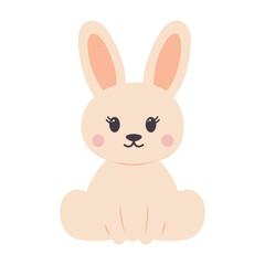 Cute kawaii bunny. Cartoon funny rabbit character. Vector illustration isolated on white background.