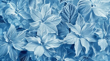 Intricate blue floral patterns with a frostlike appearance