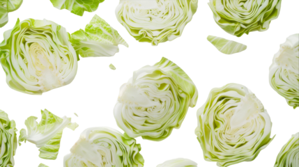 A close view of a bunch of crisp green lettuce leaves, showcasing the texture and freshness of the vegetable