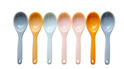 A set of plastic measuring spoons isolated on transparent background.