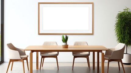 Extra large frame mockup capturing a stylish modern conference room area, with a crisp white space, 3d render