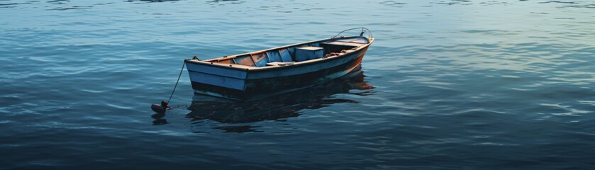 Obraz premium A boat with a motor is in the water