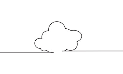 Continuous one line drawing. Cloud  isolated on white background. Vector illustration. EPS 10
