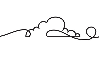 Continuous one line drawing. Cloud  isolated on white background. Vector illustration. EPS 10