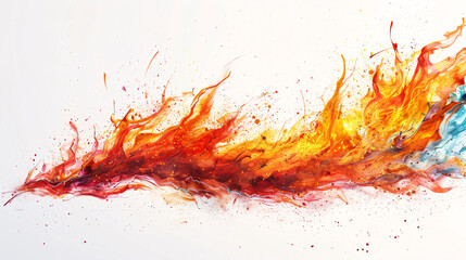 Artistic depiction of fire with sharp, angular flames in bright hues, isolated on a white background to highlight the details
