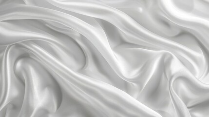 Obraz premium Smooth and elegant waves in a white silk texture, perfect for backgrounds in luxury design settings