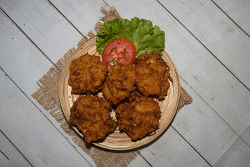 chicken pakora served in dish isolated on napkin bangladeshi food top view on table