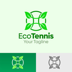 Illustration Vector Graphic Logo of Eco Tennis. Merging Concepts of a Tennis Ball and eco, leaf or nature Shape. Good for business, startup, company logo