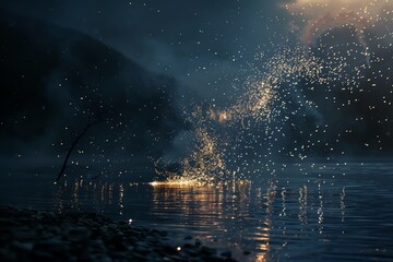 Sparks soaring in a dark night