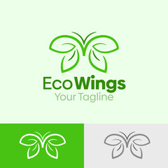 Illustration Vector Graphic Logo of Eco Wings. Merging Concepts of a Wings and eco, leaf or nature Shape. Good for business, startup, company logo