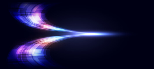 Abstract digital technology background. Innovation high-tech future, network connection, speed movement, AI, metaverse, communication, big data, data transfer, Network, cyber light trails.