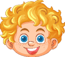 Smiling child with curly blonde hair