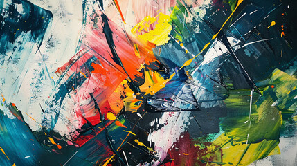 Fototapeta premium Vibrant Freedom: Abstract Expressionist Painting of Bold Brushstrokes and Color Splashes