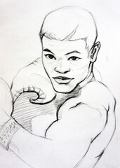 hand drawn sketch drawing  boxing  boy	
