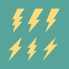 Thunder and Bolt Lighting flash vector collection set. isolate on green background