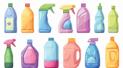 Household products bottles. Vector house cleaning pla