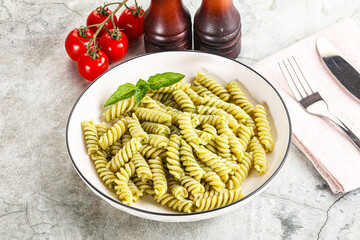 Italian pasta with basil pesto