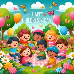 Fototapeta premium Happy Children's Day