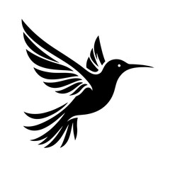 Flying bird icon. Black silhouette of hummingbird bird. Vector illustration