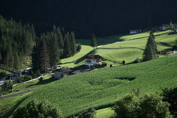 alpine landscape house mountain