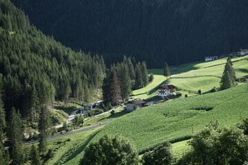 alpine landscape house mountain