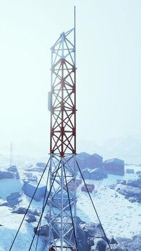 View of old antarctic base at South Pole Station in Antarctica