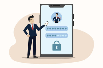 Account security, Developer settings for user login application with mobile phone concept, businessman doing development for mobile phone application login.