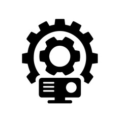 silhouette icon Gear and Computer vector SVG