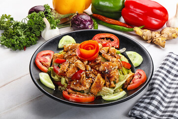 Grilled chicken breast fillet salad