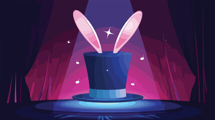 Magician hat with bunny ears. Circus show with magic
