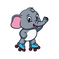 cartoon illustration design of cute and kawaii elephant back to school