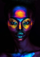 Vibrant Neon Face Paint Portraits Showcasing Diversity