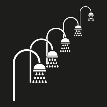 recommend clip art: Sequential showerheads with water flow. Vector bathroom concept.
