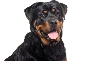Obraz premium Powerful and Confident Rottweiler Dog in Isolated Studio Setting