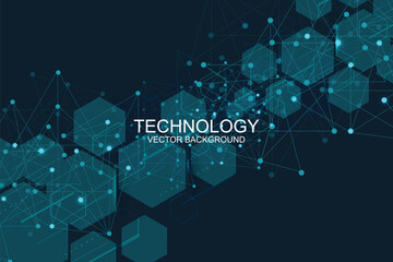 Big Data Visualization Background. Modern futuristic virtual abstract background. Science network pattern, connecting lines and dots. Global network connection