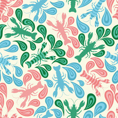 Fototapeta premium lobster seamless pattern in vector
