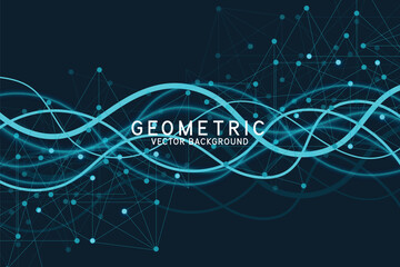 Technology abstract background with connected line and dots. Big data visualization