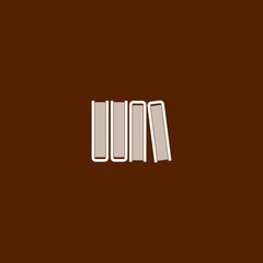 Set book icon  isolated on brown background