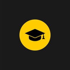 Graduation cap icon isolated on black background