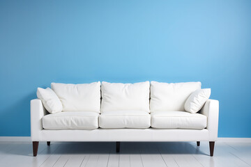 White sofa in room on blue background