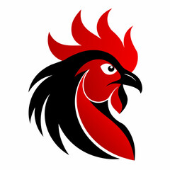 Rooster head logo icon silhouette vector art illustration