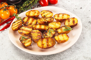 Grilled young small baby potato