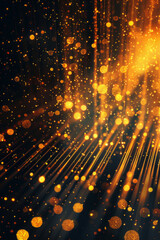 Naklejka premium Golden glitters around glowing lines for background 