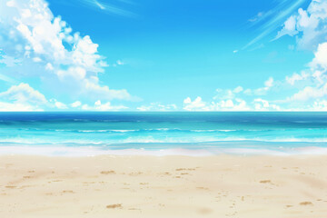 Fototapeta premium Sunny Beach with Blue Sky and Ocean View