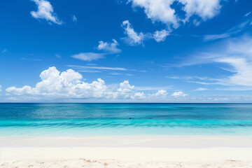 Fototapeta premium Sunny Beach with Blue Sky and Ocean View