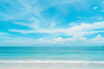 Fototapeta premium Sunny Beach with Blue Sky and Ocean View