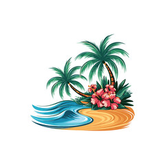 Obraz premium tropical island with palm trees and sea