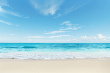 Fototapeta premium Sunny Beach with Blue Sky and Ocean View